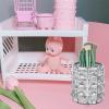 LUEXBOX 4 PCS Crystal Makeup Brush Holder, Bling Makeup Tools Organizer, Round Cosmetics Brush Storage Container for Table, Dresser, Bathroom, Bedroom Organization (Silver) view 4