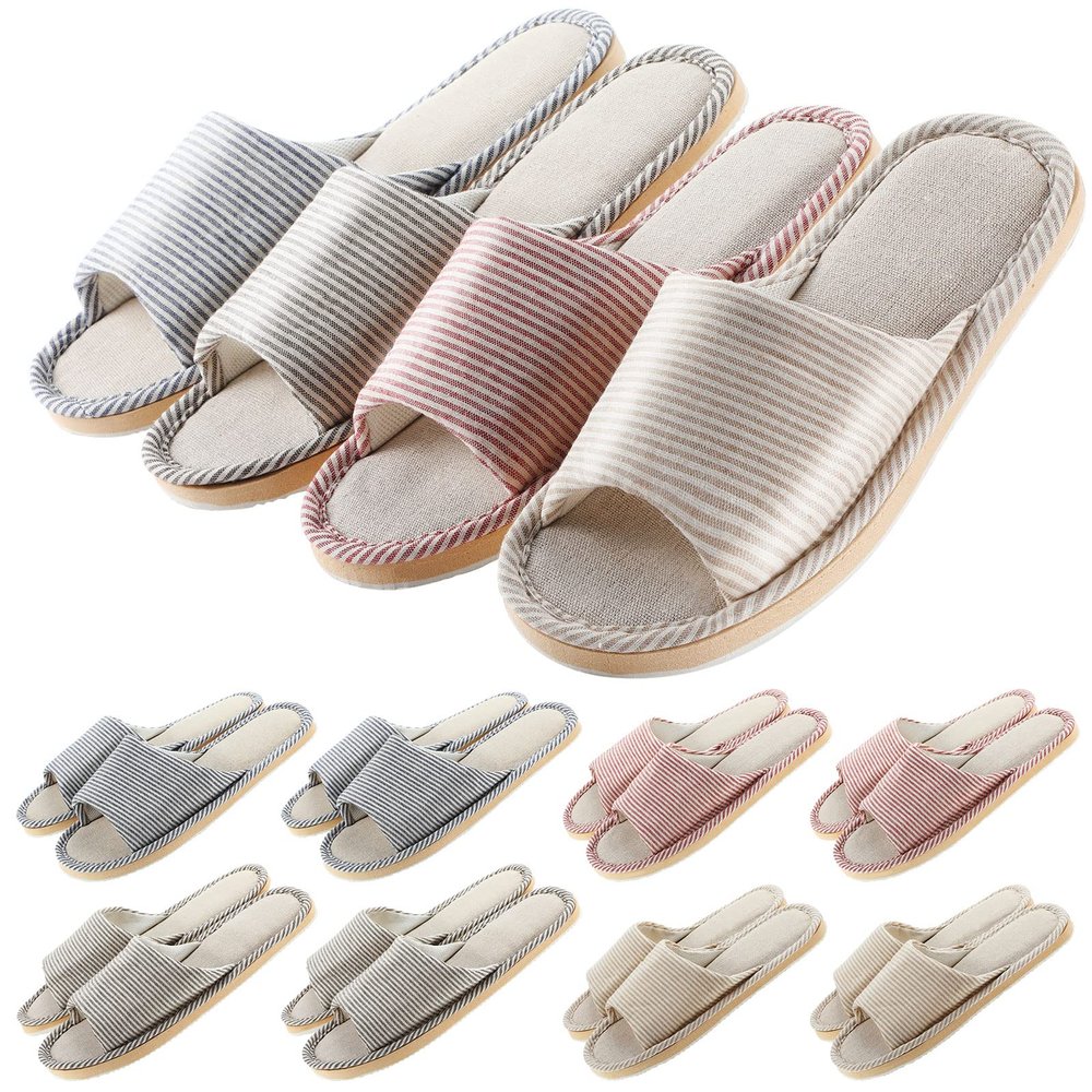 Mepase 8 Pairs Disposable House Slipper for Guests Open Toe Breathable Comfortable Spa Slippers for Indoor Home