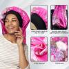 3 Pcs Long Satin Bonnet Sleep Cap,Extra Long Bonnet for Braids,Comfortable Braid Bonnet for Sleeping,Silk Bonnet for Women Dreadlocks,Long Hair,Soft Elastic Band (Black, Green, Red) view 3