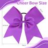CN 30PCS 8" Large Cheer Bows, Cheerleading Bows Ponytail Holder for Girls, Grosgrain Ribbon Purple Cheer Hair Bows with Elastic Hair Tie for Cheerleader College Sports Softball Competition view 3