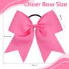 CN 30PCS 8" Large Cheer Bows, Cheerleading Bows Ponytail Holder for Girls, Grosgrain Ribbon Pink Cheer Hair Bows with Elastic Hair Tie for Cheerleader College Sports Softball Competition view 3