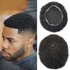 Afro Curly Toupee For Men Full Lace Hairpieces For Black Men 10x8 Inch Real Human Hair Units African American Mens Toupee Transparent French Lace Black Men Kinky Curly Hair Replacement Systems US Stock. (4MM AFRO WAVE, 1# JET BLACK) view 1