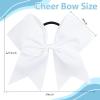 CN 30PCS 8" Large Cheer Bows, Cheerleading Bows Ponytail Holder for Girls, Grosgrain Ribbon White Cheer Hair Bows with Elastic Hair Tie for Cheerleader College Sports Softball Competition (white) view 3