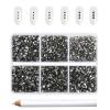 Beadsland 7200pcs Flatback Rhinestones,Gray Rhinestone Nail Gems Round Crystal Rhinestones for Crafts,Mixed 6 Sizes with Wax Pencil Kit, SS3-SS10,Black Diamond view 1
