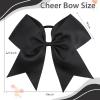 CN 30PCS 8" Large Cheer Bows, Cheerleading Bows Ponytail Holder for Girls, Grosgrain Ribbon Black Cheer Hair Bows with Elastic Hair Tie for Cheerleader College Sports Softball Competition view 3