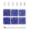 Beadsland 7200pcs Flatback Rhinestones,Royal Blue Rhinestone Nail Gems Round Crystal Rhinestones for Crafts,Mixed 6 Sizes with Wax Pencil Kit, SS3-SS10,Sapphire view 1
