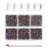 Beadsland 7200pcs Flatback Rhinestones,Blue Rhinestone Nail Gems Round Crystal Rhinestones for Crafts,Mixed 6 Sizes with Wax Pencil Kit, SS3-SS10,Blue Volcano view 1