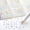 Beadsland 7200pcs Flatback Rhinestones,Transparent Rhinestone Nail Gems Round Crystal Rhinestones for Crafts,Mixed 6 Sizes with Wax Pencil Kit, SS3-SS10,Transparent AB view 2