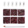 Beadsland 7200pcs Flatback Rhinestones,Dark Red Rhinestone Nail Gems Round Crystal Rhinestones for Crafts,Mixed 6 Sizes with Wax Pencil Kit, SS3-SS10,Dark Siam view 1