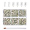 Beadsland 7200pcs Flatback Rhinestones,AB Crystal Rhinestone Nail Gems Round Crystal Rhinestones for Crafts,Mixed 6 Sizes with Wax Pencil Kit, SS3-SS10,Crystal AB view 1