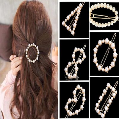 BBRATS 6 PCS,Metal, Plastic geometric shape minimalistic lock Hair Clips for Women and Girls,white