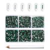 Beadsland 7200pcs Flatback Rhinestones,Green Rhinestone Nail Gems Round Crystal Rhinestones for Crafts,Mixed 6 Sizes with Wax Pencil Kit, SS3-SS10,Emerald view 1