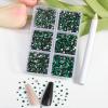 Beadsland 7200pcs Flatback Rhinestones,Green Rhinestone Nail Gems Round Crystal Rhinestones for Crafts,Mixed 6 Sizes with Wax Pencil Kit, SS3-SS10,Emerald view 2