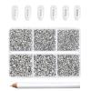 Beadsland 7200pcs Flatback Rhinestones,Silver Rhinestone Nail Gems Round Crystal Rhinestones for Crafts,Mixed 6 Sizes with Wax Pencil Kit, SS3-SS10,Silver Hematite view 1