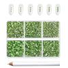 Beadsland 7200pcs Flatback Rhinestones,Light Green Rhinestone Nail Gems Round Crystal Rhinestones for Crafts,Mixed 6 Sizes with Wax Pencil Kit, SS3-SS10,Peridot/Light Green view 1