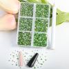 Beadsland 7200pcs Flatback Rhinestones,Light Green Rhinestone Nail Gems Round Crystal Rhinestones for Crafts,Mixed 6 Sizes with Wax Pencil Kit, SS3-SS10,Peridot/Light Green view 2