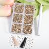 Beadsland 7200pcs Flatback Rhinestones,Gold Rhinestone Nail Gems Round Crystal Rhinestones for Crafts,Mixed 6 Sizes with Wax Pencil Kit, SS3-SS10,Golden Shadow view 3
