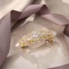 EVER FAITH Bridal Hair Accessory for Bride Austrian Crystal CZ Art Deco Flower Vine Barrette Clip for Women Clear Gold-Tone view 3