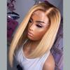 13x4 Short Pixie Bob Cut Straight Ombre 4T613 Honey Blonde HD Transparent Lace Front Human Hair Wig With Baby Hair Pre Plucked Natural Hairline Bleached Knots for Women 150% Density 14 Inch view 2