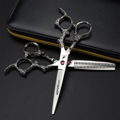 6.0 Inch Hair Scissors Set, Silver Dragon Handle Barber Shears Haircut Scissors Salon Trimming Scissors, Hair Shears Blending Scissor Kit, for Men Women Home Use