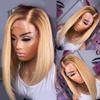 13x4 Short Pixie Bob Cut Straight Ombre 4T613 Honey Blonde HD Transparent Lace Front Human Hair Wig With Baby Hair Pre Plucked Natural Hairline Bleached Knots for Women 150% Density 10 Inch view 1