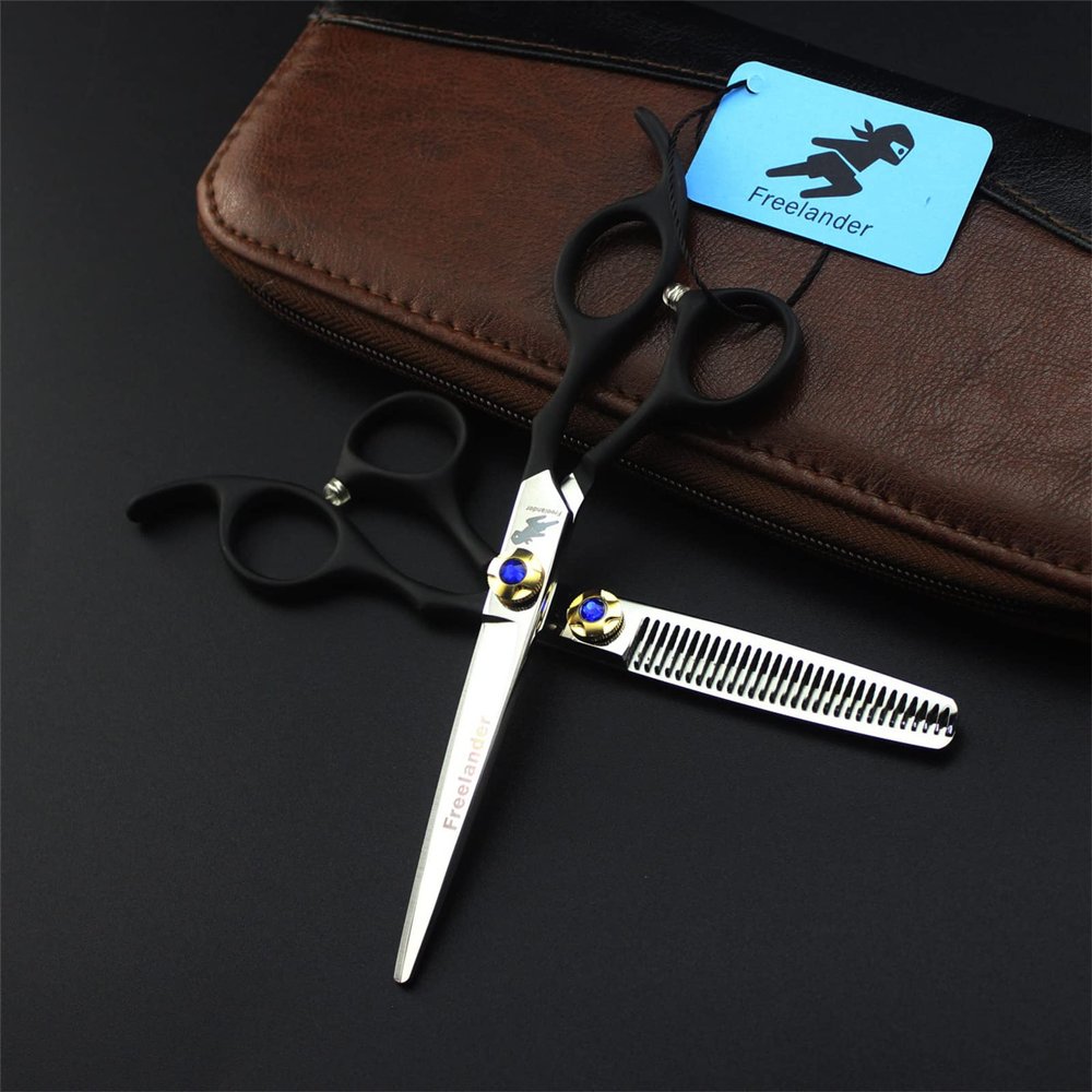 6.0 Inch Hair Scissors Set, Black Handle Handle Barber Shears Haircut Scissors Salon Trimming Scissors, Hair Shears Blending Scissor Kit, for Men Women Home Use
