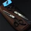 6.0 Inch Hair Scissors Set, Black Handle Handle Barber Shears Haircut Scissors Salon Trimming Scissors, Hair Shears Blending Scissor Kit, for Men Women Home Use view 2