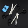 6.0 Inch Hair Scissors Set, Black Handle Handle Barber Shears Haircut Scissors Salon Trimming Scissors, Hair Shears Blending Scissor Kit, for Men Women Home Use view 3