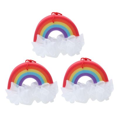 minkissy 3pcs Rainbow Bath Sponge Rainbow Loofah Body Scrubber Kids Shower Shower Balls Body Scrubber Exfoliator for Toddler Baby Kids Body Shower