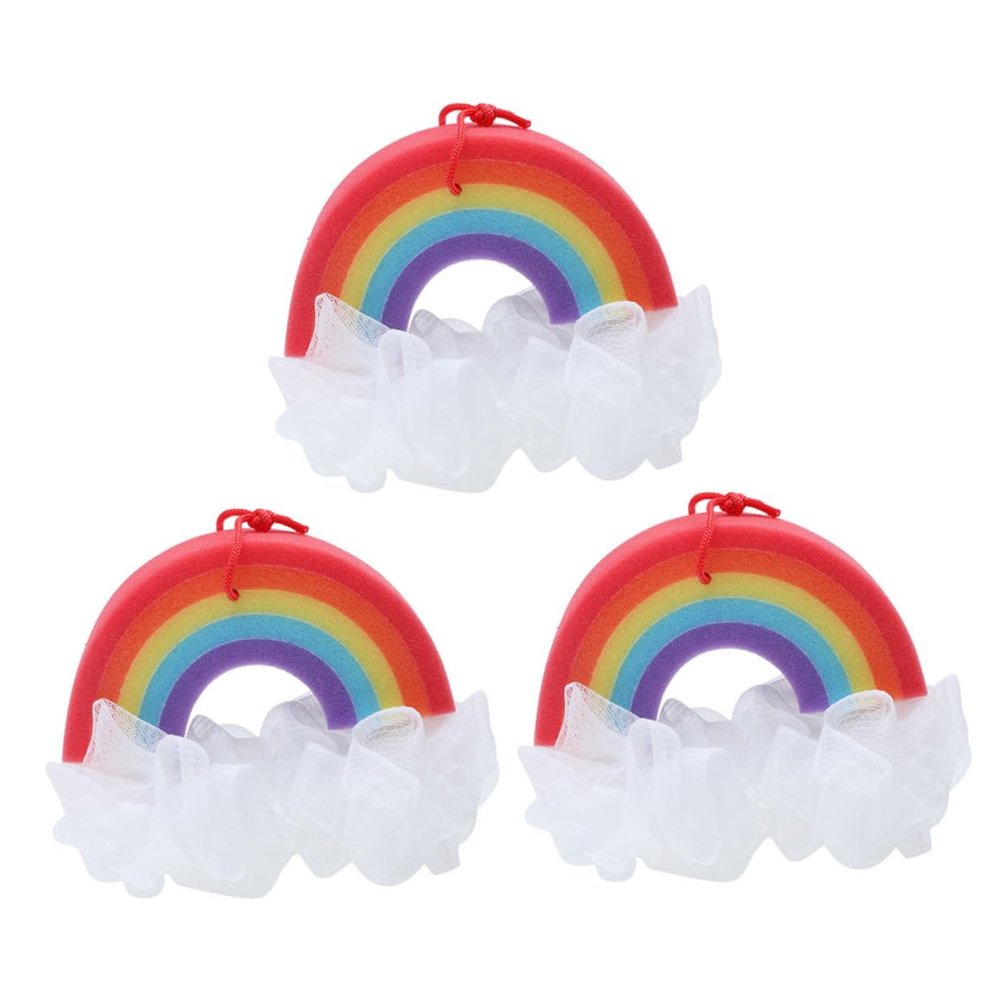 minkissy 3pcs Rainbow Bath Sponge Rainbow Loofah Body Scrubber Kids Shower Shower Balls Body Scrubber Exfoliator for Toddler Baby Kids Body Shower