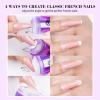 Saviland French Tip Nail Stamp: 5PCS Purple Radium Jelly Stamper Nail Art Stamper Kit, Long & Short Clear Silicone Nail Stamping with Scrapers Nail Stamp for French Manicure view 4