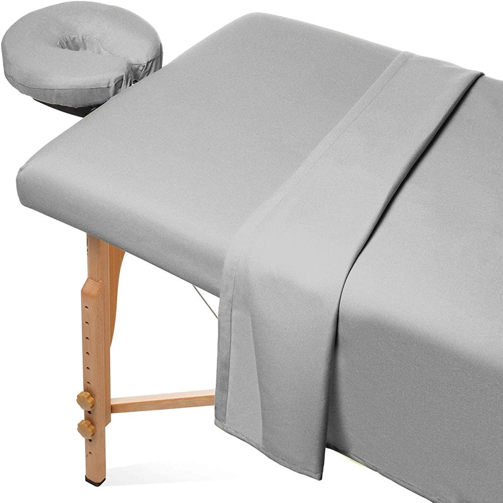 Crown Bedding 3 Piece Massage Table Spa Sheet Set 600 Thread Count Ultra Soft Egyptian Cotton - 1 Fitted Sheet 1 Flat Sheet 1 Face Rest Cover - Lavender