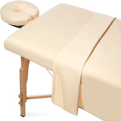 Crown Bedding 3 Piece Massage Table Spa Sheet Set 600 Thread Count Ultra Soft Egyptian Cotton - 1 Fitted Sheet 1 Flat Sheet 1 Face Rest Cover - Burgundy