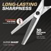 Fagaci Thinning Shears 6 Inch with Extremely Sharp Blades, Professional Hair Thinning Scissors, Durable, Smooth Motion & Fine Cut, Thinning Scissors with Sheath, Cleaning Leather, Key&Rings view 3