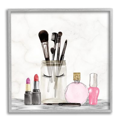 Stupell Industries Trendy Makeup Brushes Polished Fashion Cosmetics Framed Wall Art, Design By Kim Allen