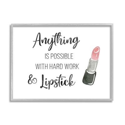 Stupell Industries Anything Possible With Lipstick Glam Makeup Inspiration Framed Wall Art, Design By CAD Designs