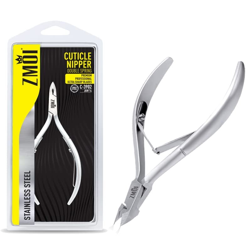 ZMOI Cuticle Nippers Professional Cuticle trimmer Premium Stainless Steel Cuticle Remover Tool Cuticle Cutter for Cuticle Trimming and Hangnails (Double Spring - Haft Jaw 5mm)