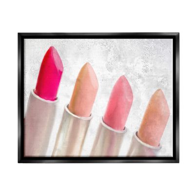 Stupell Industries Stylish Lipstick Assortment Dazzling Glam Makeup Floating Framed Wall Art, Design By Kim Allen