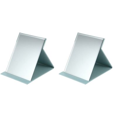 Beaupretty 2pcs Modern Ultrathin Leather Mirror Small Tabletop Foldable Rectangular Bedroom Standing Stand Tools Dresser Cosmetic Base Outdoor Home Dressing Portable Desktop Folding with for