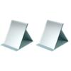 Beaupretty 2pcs Modern Ultrathin Leather Mirror Small Tabletop Foldable Rectangular Bedroom Standing Stand Tools Dresser Cosmetic Base Outdoor Home Dressing Portable Desktop Folding with for view 1