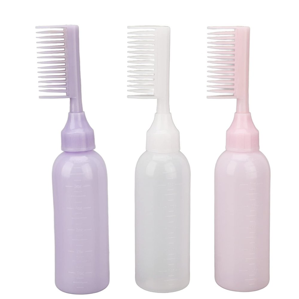 3 Pcs Root Comb Applicator Bottle Simple with Graduated Scale Design Hair Dye Dispensing Bottle Hair Dye Brush Portable for Home or Barber Shops