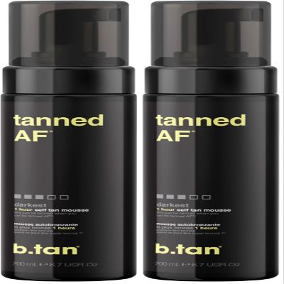 b.tan Self Tan Mousse - Tanned AF - Darkest Self Tanner for Fastest, Darkest Tan, 6.7 Fl Oz (Pack of 2)