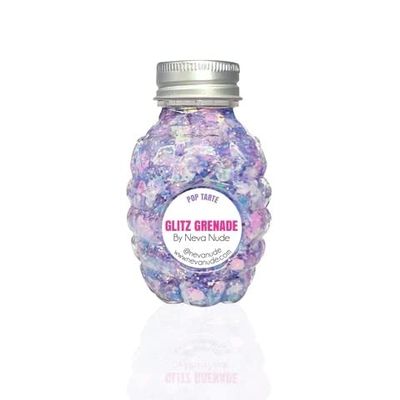 Neva Nude Face and Body Glitter Keychain - Chunky Glitter in Aloe for Festivals, Raves, and More | Cosmetic Grade | Super Sparkly (Pop Purple Pink Iridescent Holographic Glitz Grenade)