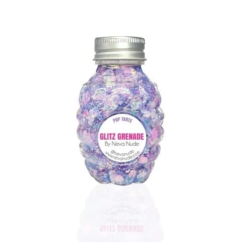 Neva Nude Face and Body Glitter Keychain - Chunky Glitter in Aloe for Festivals, Raves, and More | Cosmetic Grade | Super Sparkly (Pop Purple Pink Iridescent Holographic Glitz Grenade)