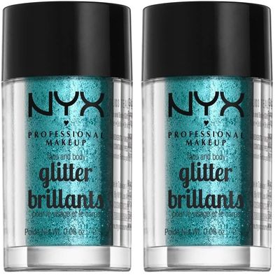 NYX PROFESSIONAL MAKEUP Face & Body Glitter, Teal (Pack of 2)