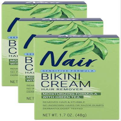 Nair Bikini Cream with Green Tea Sensitive Formula, 1.7 Ounce (Pack of 3)