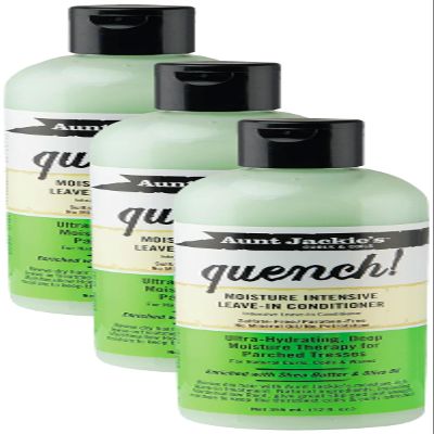 Aunt Jackie's Quench Moisture Intensive Leave-in Conditioner, Shea butter & Olive Oil, 12 Fl.Oz (374840) (Pack of 3)