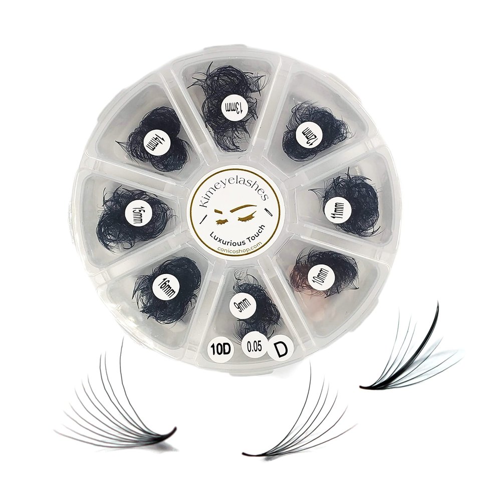 Premade Fans Eyelash Extensions Mixed Tray 1000 Premade Lash Fans 4D to 10D 9-16mm Pointed Handmade Promade Loose Fans D Curl Thin Base Volume Wispy Lash (5D - 0.07, Curl D)
