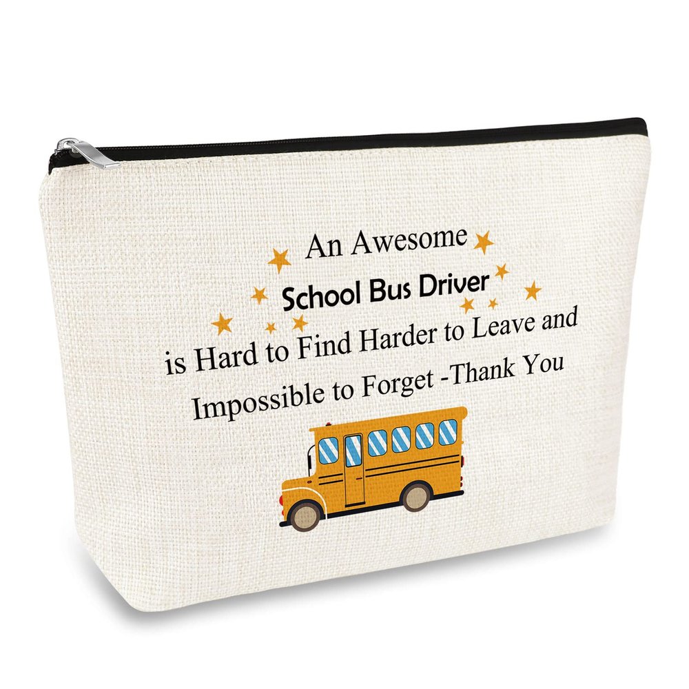 School Bus Driver Appreciation Gifts Makeup Bag For Women Thank You Gifts for School Bus Driver Cosmetic Bag Christmas Retirement Gift Back to Schools End Of Term Schools Gift Travel Toiletries Bags