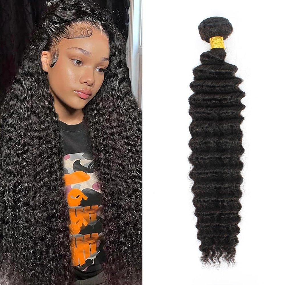 12A Deep Wave Bundles Human Hair 20 Inch Full And Thick Single Bundles 100% Unprocessed Brazilian Virgin Hair Bundles Soft Deep Curly Bundles Human Hair Natural Color 1 Bundle100g/pc